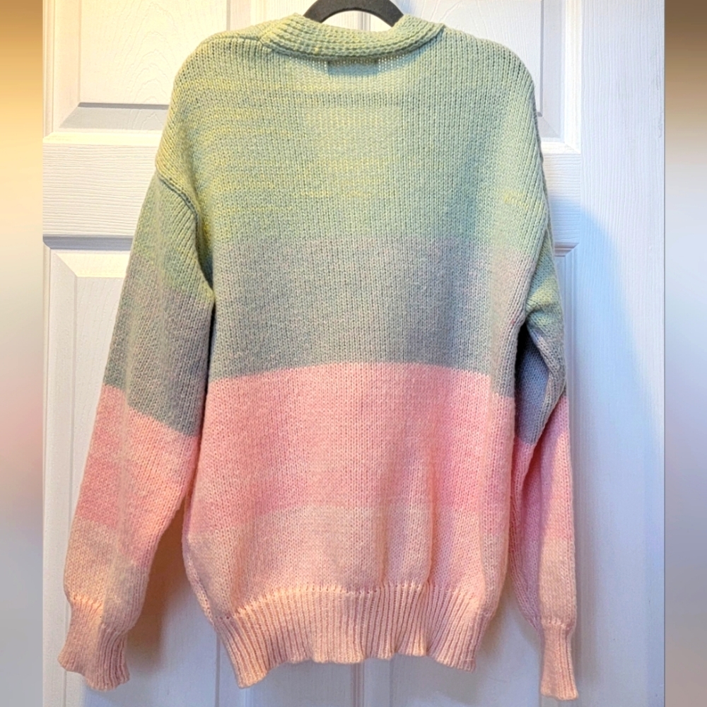 Beautiful Emily Wonder, Women's Cardigan Sweater, pink, purple & green, small - Picture 2 of 3